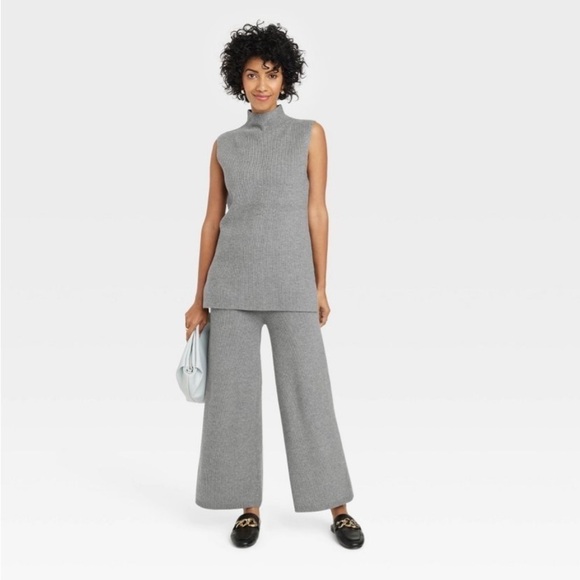 A new day gray sleeveless turtleneck ribbed sweater nwt - Picture 3 of 4